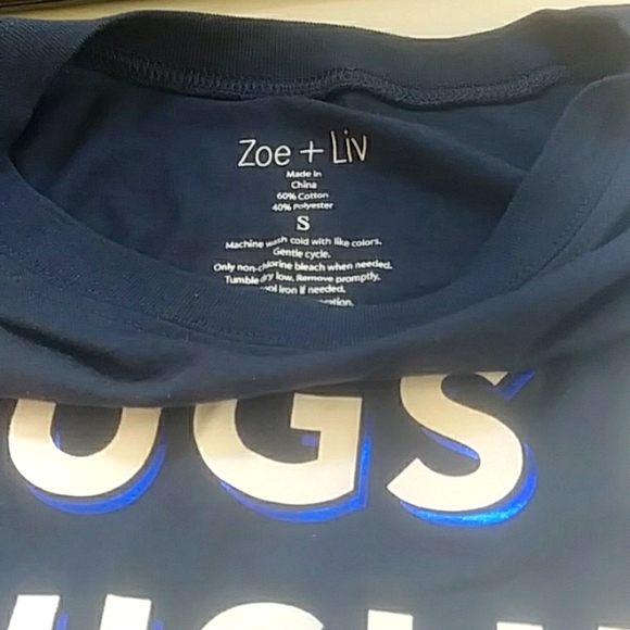 Zoe & Liv Hugs & Knishes Long-Sleeve  T-shirt Navy Small - Picture 2 of 5